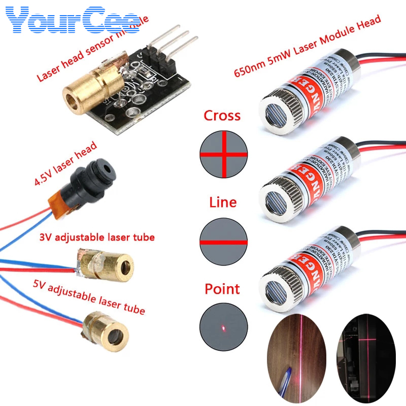 Industrial Laser Line Module - 2 uds 650nm 5mW punto rojo/línea/módulo