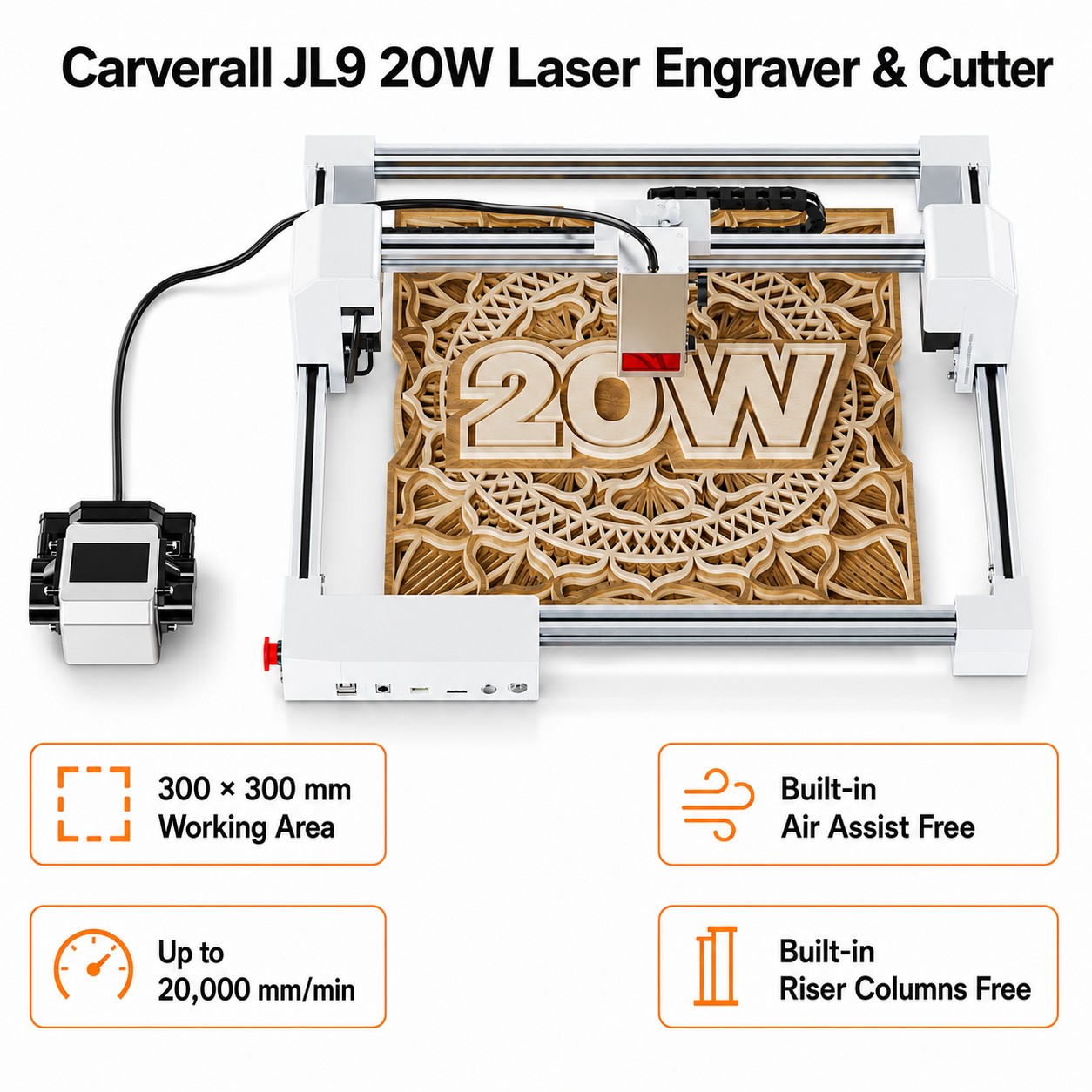 Industrial Laser Tool - Carverall JL9 20W Cortadora Grabadora Láser,
