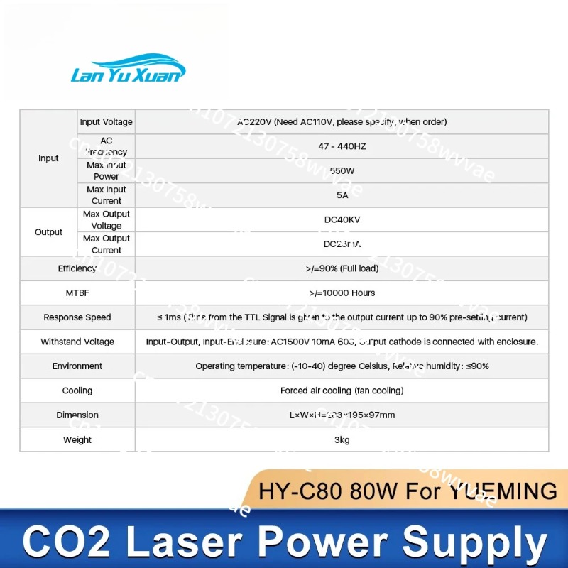 Fuente de alimentación láser Y - Laser Power Supply 60W reseña y precio