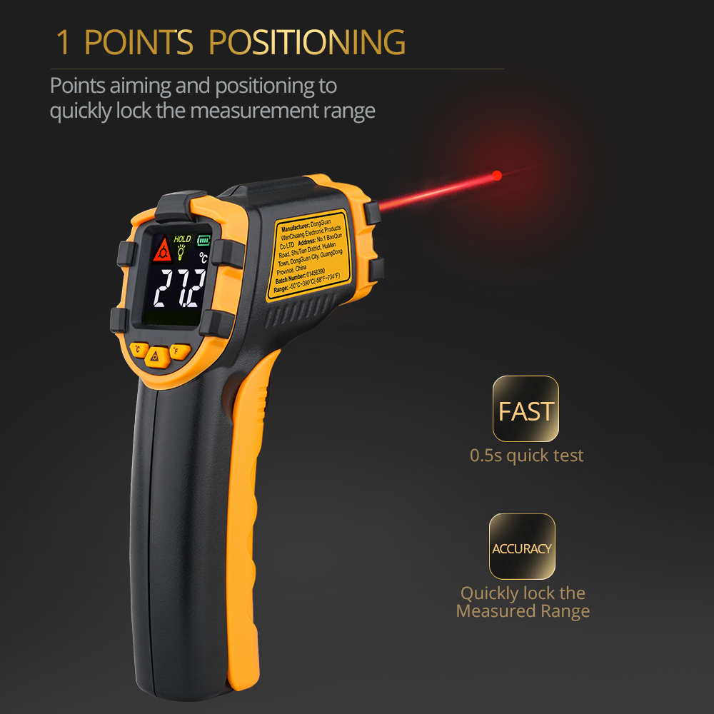 Termómetro Láser Digital LCD,  - Industrial Handheld Laser reseña y precio