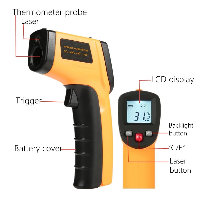 Termómetro infrarrojo digital, - Industrial Laser Thermometer reseña y precio
