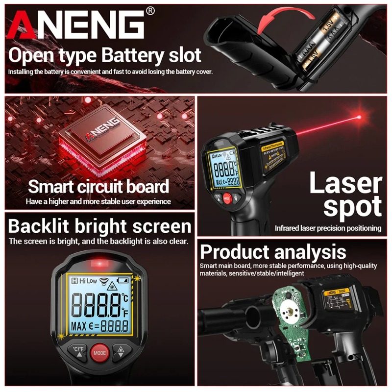 ANENG TH202 Termómetros indust - Industrial Handheld Laser reseña y precio
